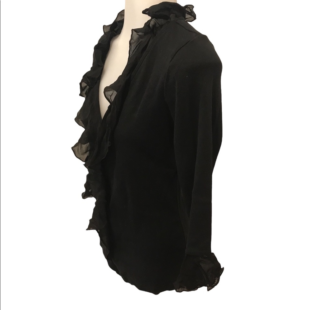 4 For $20…Fibers - Barbara Lesser S ruffled v neck 3/4 sleeve top - Picture 2 of 7